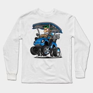 Funny Golf Cart Hotrod Golf Car Popping a Wheelie Cartoon Long Sleeve T-Shirt